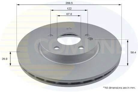 - Диск гальмівний вентильований з покриттям COMLINE ADC1627V