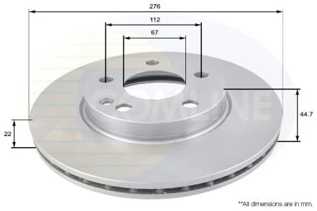 - Диск гальмівний вентильований з покриттям COMLINE ADC1642V