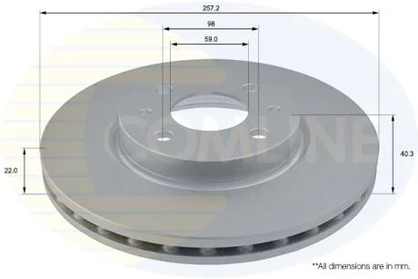- Диск гальмівний вентильований з покриттям COMLINE ADC1808V