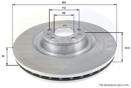 - Диск гальмівний вентильований з покриттям COMLINE ADC2607V