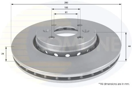 - Диск гальмівний вентильований з покриттям COMLINE ADC2720V