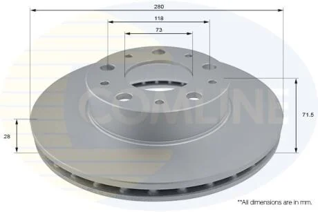- Диск гальмівний вентильований з покриттям COMLINE ADC2834V