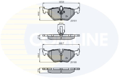 Гальмівні колодки зад. BMW 3(E36, E46)/5(E34)/7(E32) 86-06 (ATE) (123x43,6x16,7) COMLINE CBP01024