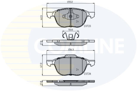 Гальмівні колодки передні FORD C-Max, Focus, Kuga - MAZDA 3, 5 -VOLVO C30, C70, S40, V50 03- COMLINE CBP01323