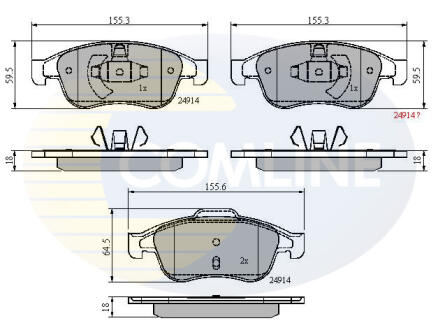 Гальмівні колодки дискові перед. Renault Megane 08-/Renault Duster 10- (+ ABS) COMLINE CBP01677