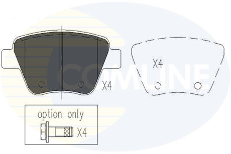Колодки гальмівні дискові задні комплект VW PASSAT B7 10-15, Golf VI 09-14, Caddy III 04-15, Jetta VI 10-18, Jetta V 05-10, Touran 10-15, Touran 03-10, Scirocco 08-17, AUDI A3 03-12, A1 10-18, SKODA Octavia A5 04-13, Superb 08-15, Yeti 09-17 COMLINE CBP02022