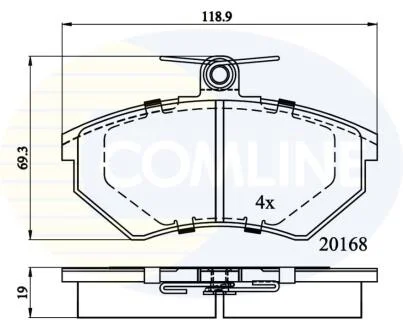 Гальмівні колодки передні VAG CADDY/GOLF 3/GOLF 4/PASSAT -04 перед. COMLINE CBP0511