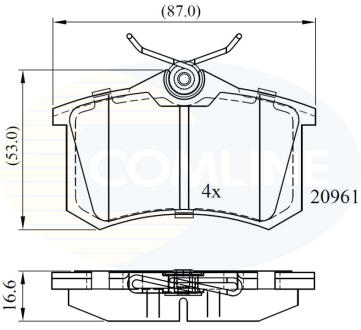 Гальмівні колодки задні Audi A1/3/4/6/8,Caddy III,Golf IV,V,VI,Passat,Skoda Fabia I,II,III,Karoq,Octavia,Rapid COMLINE CBP0797