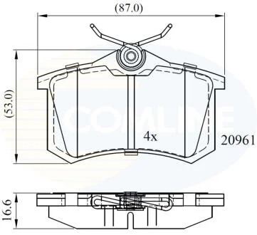 Гальмівні колодки задні Audi A1/3/4/6/8,Caddy III,Golf IV,V,VI,Passat,Skoda Fabia I,II,III,Karoq,Octavia,Rapid COMLINE CBP0797