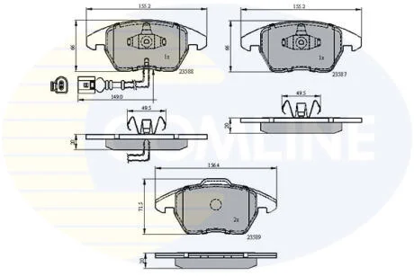 Гальмівні колодки дискові перед. Audi A1, A3, TT// Seat Altea, Ibiza// Skoda Octavia, Rapid// VW Beetle, Caddy, Golf 1.4-3.6V6 02.04- COMLINE CBP11224