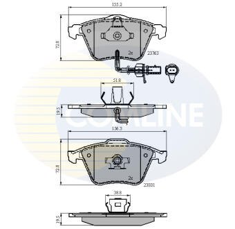 Гальмівні колодки передні Audi A4/A6/A8 02- (з датчиками) (система Ate) COMLINE CBP11753