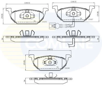 Гальмівні колодки передні з датчиком VAG A3/FABIA/OCTAVIA/YETI/GOLF 6/JETTA 3/JETTA 4 03- COMLINE CBP1851
