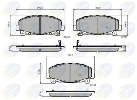Комплект гальмівних колодок передній HONDA ACCORD VIII 2.0/2.2D/2.4 06.08- COMLINE CBP32010