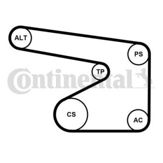 Комплект ременя CONTI Multi V-Belt Kit + Water Pump Contitech 5PK1355WP2