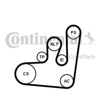 Комплект ременя CONTI-V MULTIRIB BELT KIT Contitech 6PK1145K1 (фото 1)