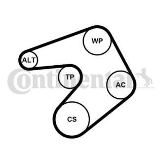 Комплект (ремінь+ролики+помпа) Contitech 6 PK 1205 WP1