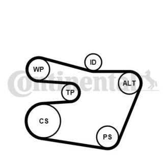 Комплект ременя CONTI Multi V-Belt Kit + Water Pump Contitech 6PK1538WP1