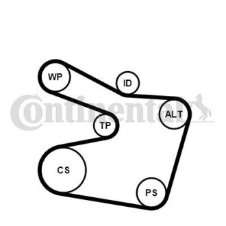 Комплект ременя CONTI Multi V-Belt Kit + Water Pump Contitech 6PK1538WP2