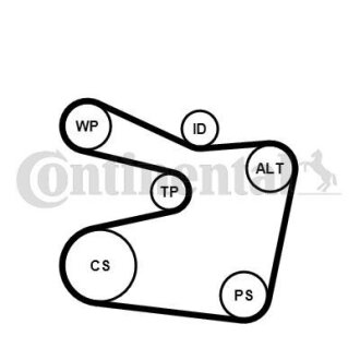 Комплект ременя CONTI Multi V-Belt Kit + Water Pump Contitech 6PK1555WP2