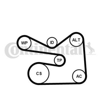 Комплект ременя CONTI Multi V-Belt Kit + Water Pump Contitech 6PK1733WP3