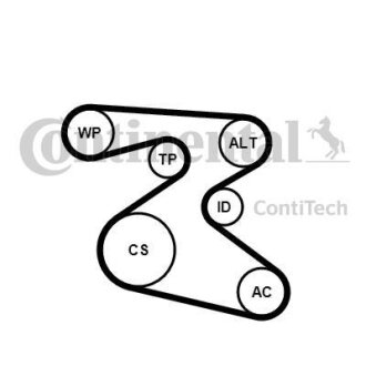 Комплект ременя CONTI-V MULTIRIB BELT KIT Contitech 6PK1873K1