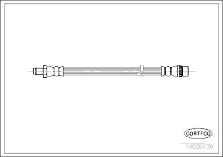 Тормозной шланг передний Renault Super 1.4, 1.7, Rapid -98, Dacia Logan (330mm) CORTECO 19020436