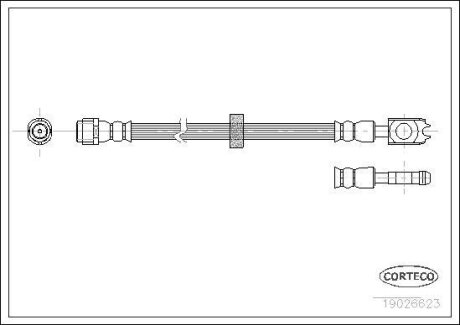 Шланг тормозной VW PASSAT 91-05 передн.(380мм) CORTECO 19026623