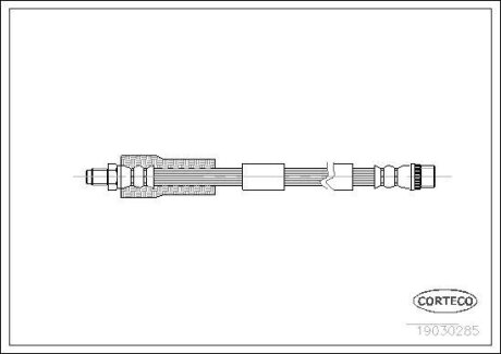 Шланг тормозной PSA 307/C4 00- передний [420mm] CORTECO 19030285