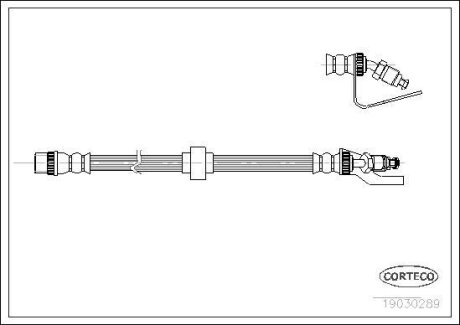 Тормозной шланг перед., Renault Master - Opel Movano, 1998>, (низ.) CORTECO 19030289