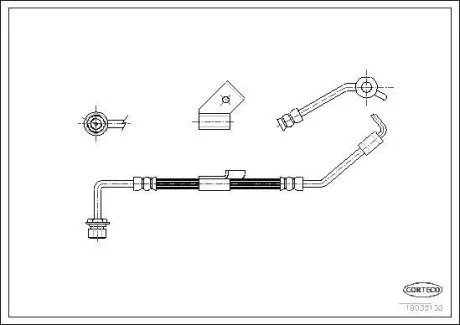 Шланг тормозной FORD TRANSIT -00 перед. прав. (585мм) CORTECO 19032130