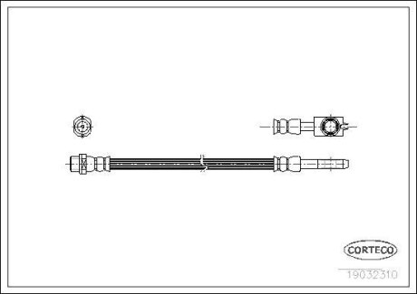 Шланг тормозной AUDI A4 00-09 задн. лев/прав. (265мм) CORTECO 19032310