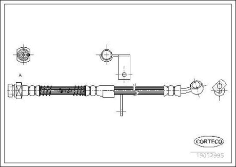Шланг тормозной HYUNDAI ACCENT 99-05 перед. лев. (490мм) CORTECO 19032995