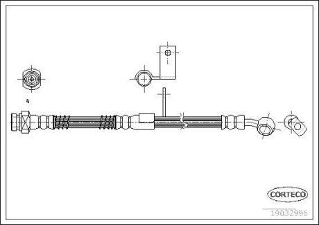 Шланг тормозной HYUNDAI ACCENT 99-05 перед. прав. (490мм) CORTECO 19032996