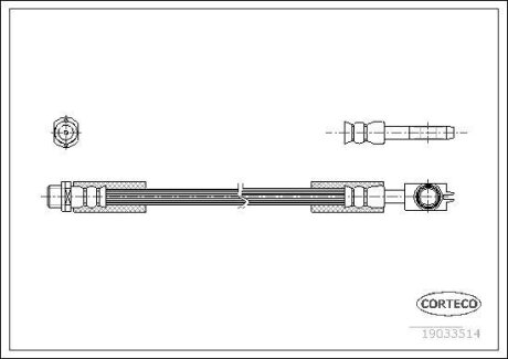 Шланг тормозной AUDI ALLROAD 00-05 задн. лев/прав. (384мм) CORTECO 19033514