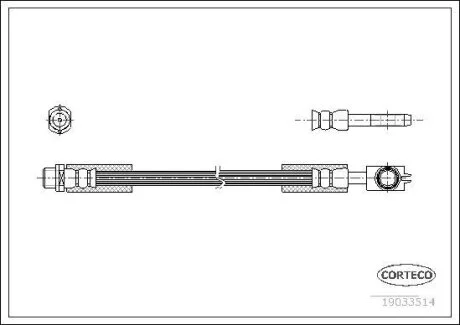 Шланг тормозной AUDI ALLROAD 00-05 задн. лев/прав. (384мм) CORTECO 19033514
