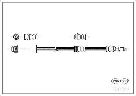 Шланг тормозной MAZDA 2 03- перед. лев/прав. (520мм) CORTECO 19033528