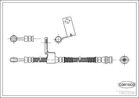 Шланг тормозной HYUNDAI GETZ 02-09 перед. прав. (470мм) CORTECO 19033581