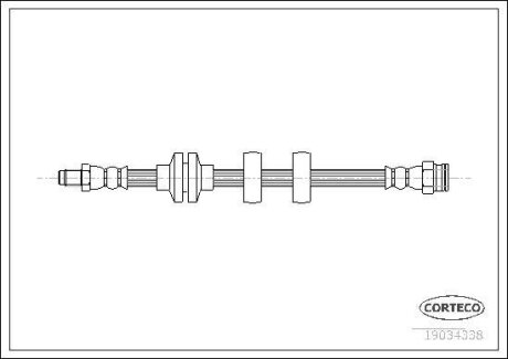 Тормозной шланг перед., Fiat Doblo, 2001>, (515 mm.) CORTECO 19034338