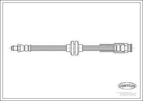 Тормозной шланг перед., Peugeot Bipper - Citroen Nemo - Fiat Fiorino, 2008>, (425 mm.) CORTECO 19034343