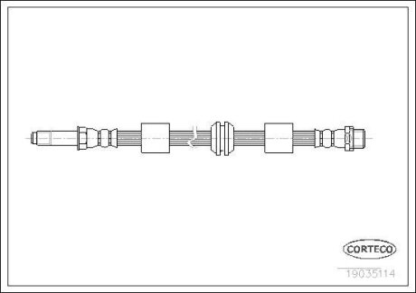 Тормозной шланг перед., VW T-5, 2003>, (565 mm.) CORTECO 19035114