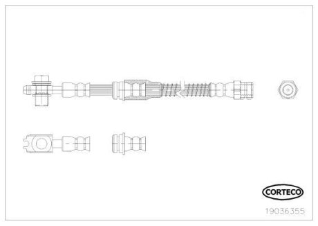 Тормозной шланг перед., VW Caddy III, 2004> CORTECO 19036355