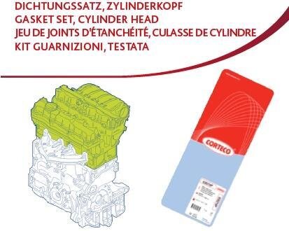 Комплект прокладок ГБЦ, верхні CORTECO 418732P