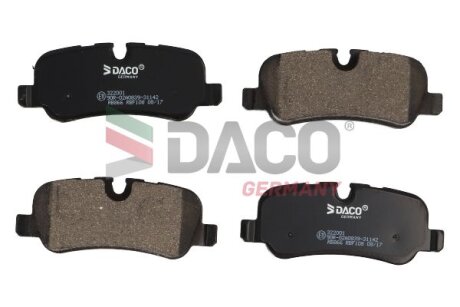 Комплект гальмівних накладок, дискове гальмо DACO Germany 322001