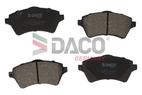 Комплект гальмівних накладок, дискове гальмо DACO Germany 322012