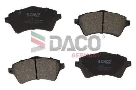 Комплект гальмівних накладок, дискове гальмо DACO Germany 322012