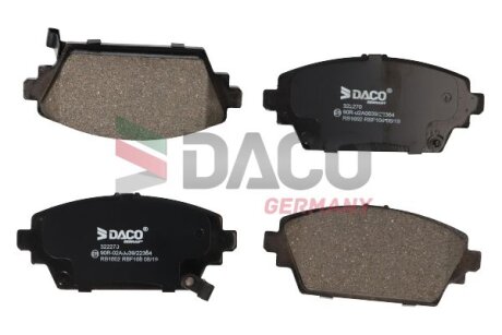 Комплект гальмівних накладок, дискове гальмо DACO Germany 322270