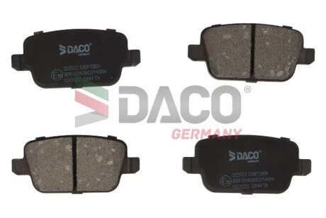 Комплект гальмівних накладок, дискове гальмо DACO Germany 322572