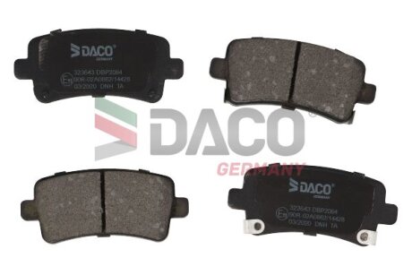 Комплект гальмівних накладок, дискове гальмо DACO Germany 323643