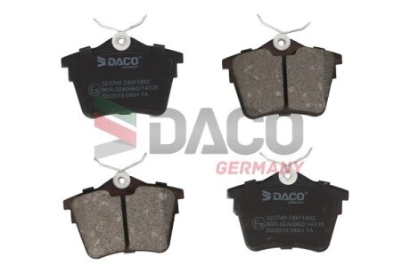 Комплект гальмівних накладок, дискове гальмо DACO Germany 323745