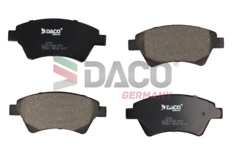 Комплект гальмівних накладок, дискове гальмо DACO Germany 323951